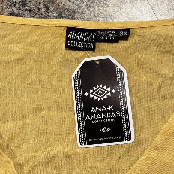 NWT Tunic Top Boho Cottage Festival Peasant Flowy Beachy Mustard Yellow Size 3X - Picture 3 of 7